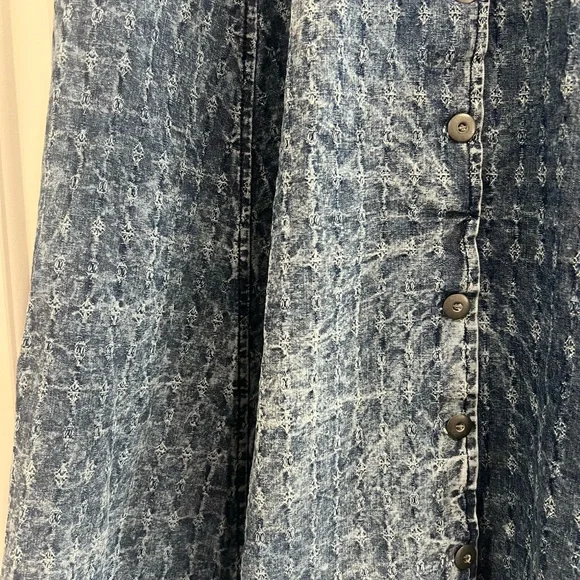 True Vintage Blue Denim Pleated Long Button Down Skirt Women’s Size XS/S Western - Picture 5 of 9